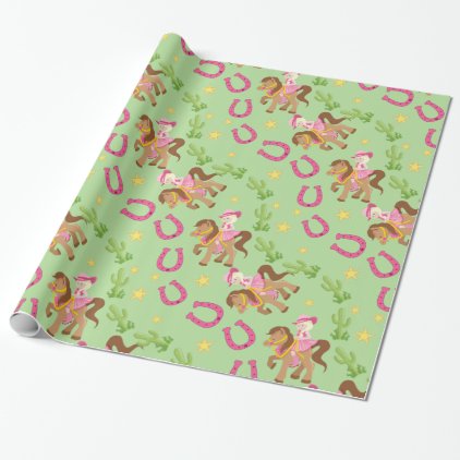 Cute Little Cowgirl Pattern Wrapping Paper