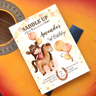 Cute little cowgirl saddle up birthday invite