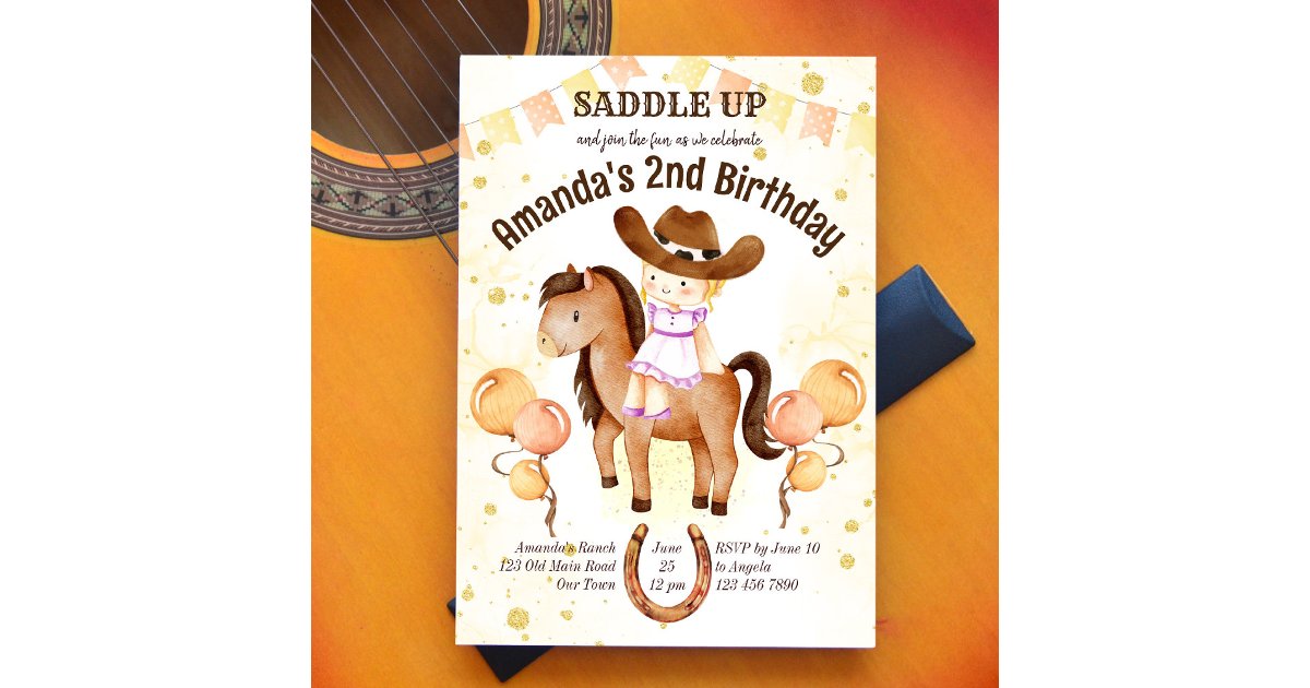 Saddle Up Birthday Plastic Tablecover - Horse & Horseshoe Design, 54x96 Inches, 1 Piece