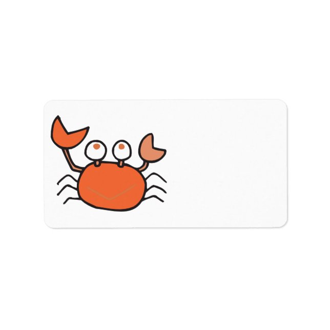 cute little crab cartoon graphic label (Front)