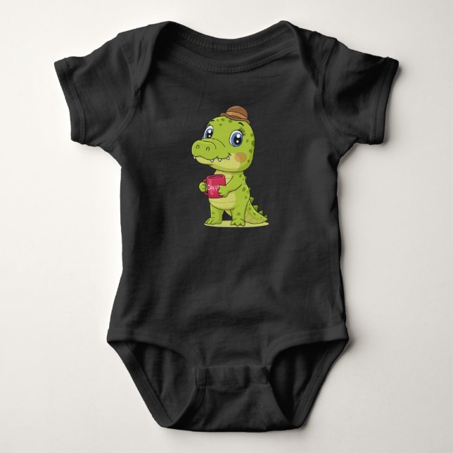 Cute little crocodile baby bodysuit (Front)