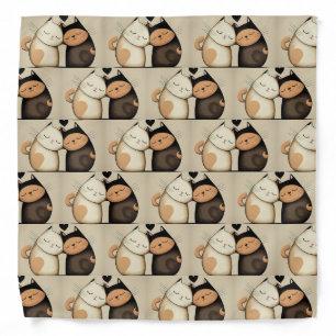 Cute Little Cuddling Cats Kittens Pet Animals Bandana