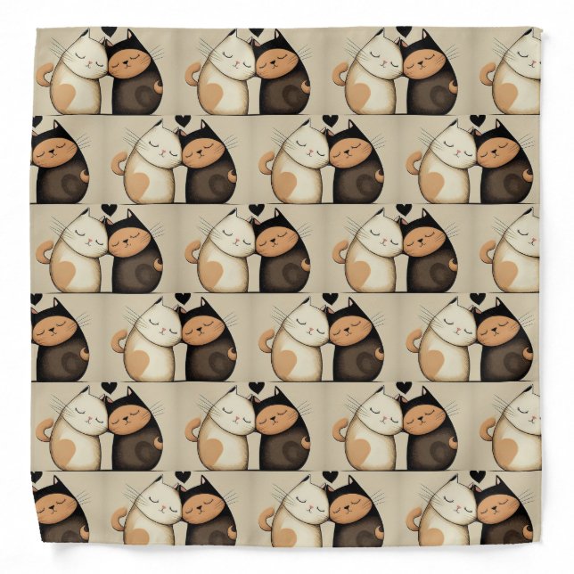 Cute Little Cuddling Cats Kittens Pet Animals Bandana (Front)