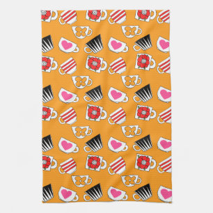 Cute Little Cups  In The Kitchen Pattern Kitchen Towel