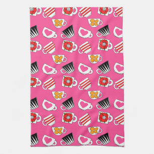 Cute Little Cups In The Kitchen Pattern Kitchen Towel
