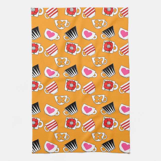Cute Little Cups  In The Kitchen Pattern Towel (Vertical)