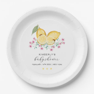 Cute Little Cutie Lemon Citrus Baby Shower Paper Plates