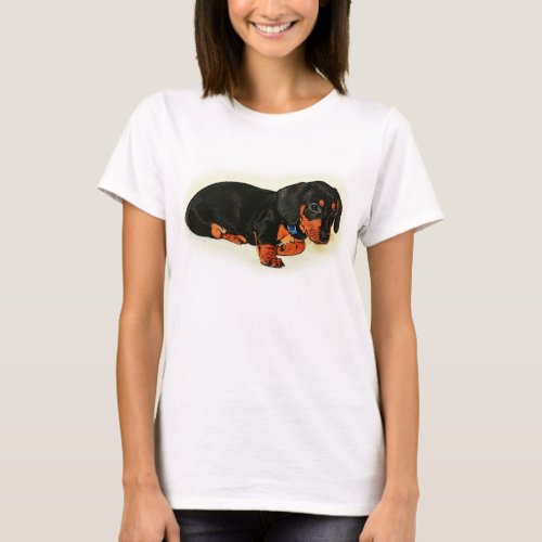 Cute Little Dachshund Design Basic T_Shirt