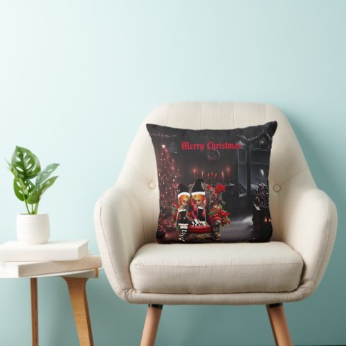 Cute little dark elves throw pillow