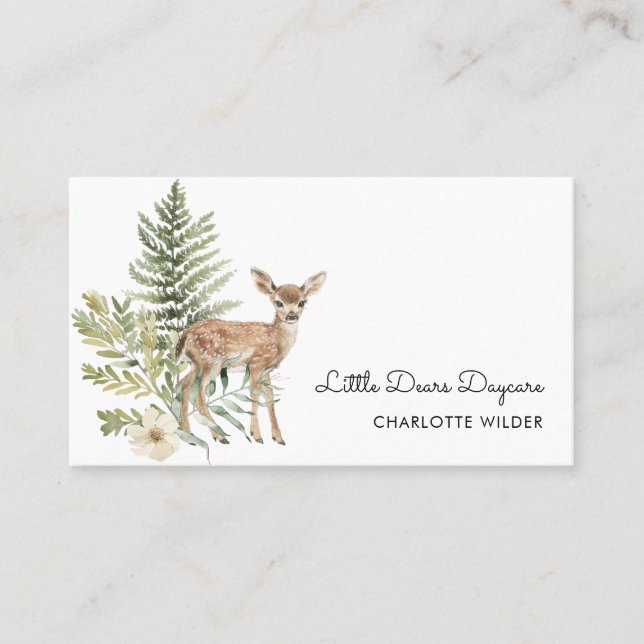 Cute Little Dear Daycare Business Card (Front)