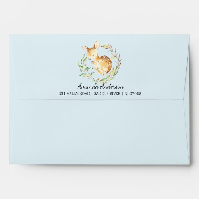Cute Little Deer Baby Shower Invitation Envelope (Back (Top Flap))