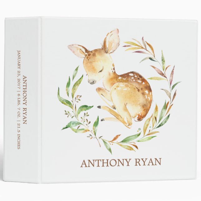 Cute Little Deer Boys Baby Photo Album Binder (Front/Spine)