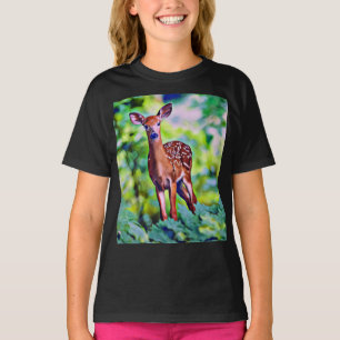 Cute Little Deer Digital Art Painting T-Shirt
