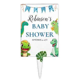 Cute Little Dino Baby Shower Cake Topper