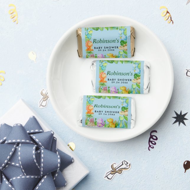 Cute Little Dino Baby Shower Candy Wrappers Hershey's Miniatures (Party)