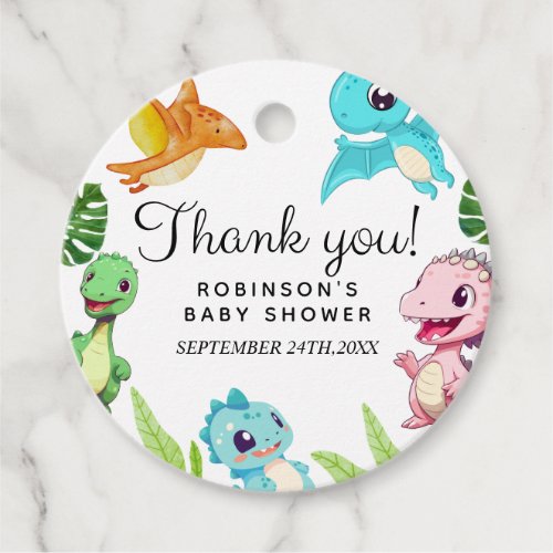 Cute Little Dino Baby Shower Favor Tags