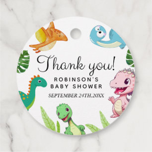 Cute Little Dino Baby Shower Favor Tags