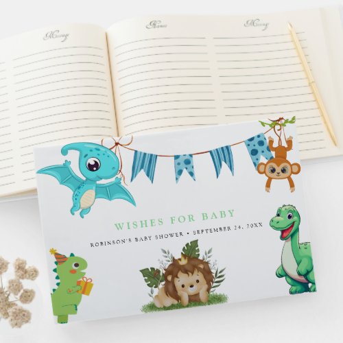 Cute Little Dino Baby Shower Guest Book