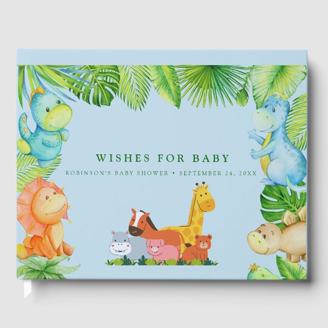 Cute Little Dino Baby Shower Guest Book (Front)