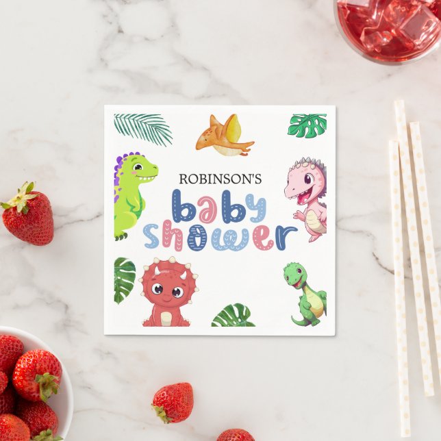 Cute Little Dino Baby Shower Napkins (Insitu)