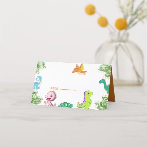 Cute Little Dino Baby Shower Place Card