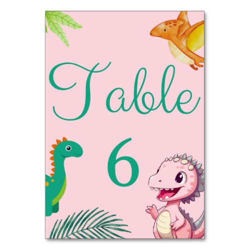 Cute Little Dino Baby Shower Table Number