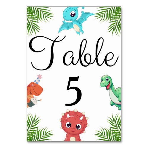 Cute Little Dino Baby Shower Table Number