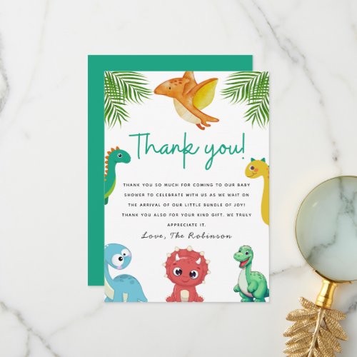 Cute Little Dino Baby Shower Thank You Card