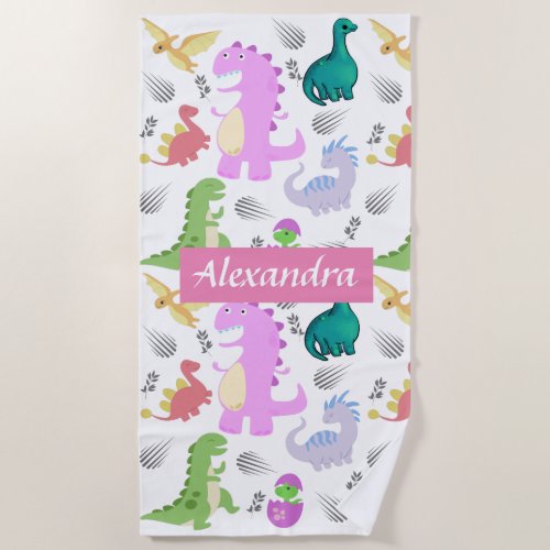 Cute Little Dino Toddler Beach Towel