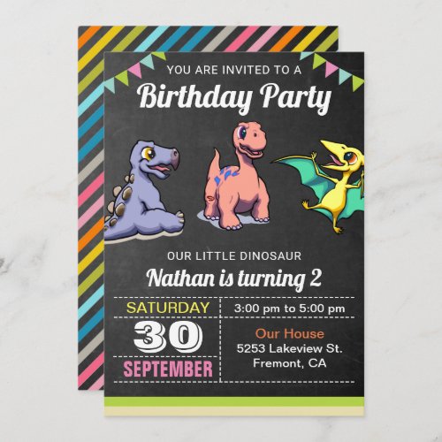 Cute Little Dinosaur Birthday Party Invitation