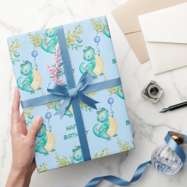 Cute Little Dinosaur Birthday Wrapping Paper (Gifting)