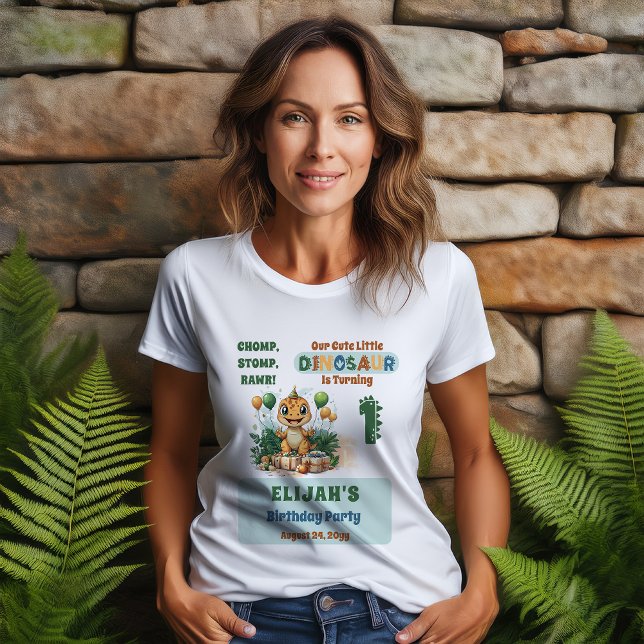 Cute Little Dinosaur Boy 1st Birthday Party T-Shirt (Cute Little Dinosaur Boy's 1st Birthday Party Mom's T-Shirt)