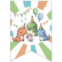 Cute little dinosaur boy birthday bunting banner