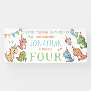 Cute little dinosaur boy birthday party banner