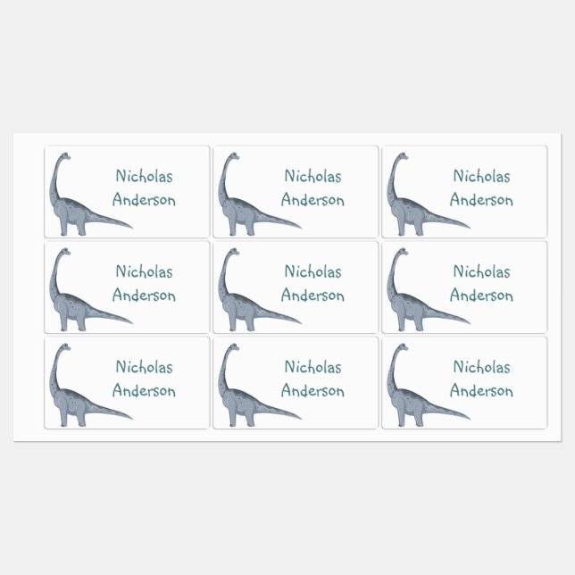 Cute Little Dinosaur Cartoon Watercolor Labels (Sheet)