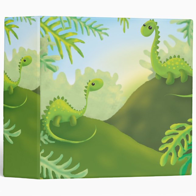cute little dinosaur land scene 3 ring binder (Front/Spine)