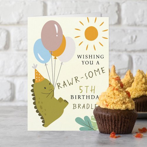 Cute Little Dinosaur Rawr_some Birthday Card