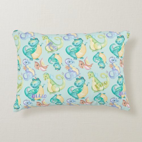 Cute Little Dinosaurs Personalized Accent Pillow
