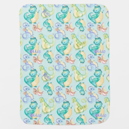 Cute Little Dinosaurs  Personalized Baby Blanket