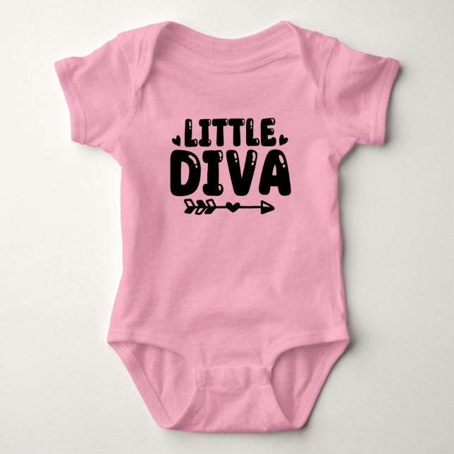 Cute Little Diva Baby Girl Body Suit Baby Bodysuit (Front)