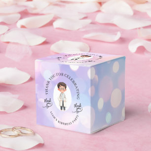 Cute Little Doctor Boy Birthday Party Thank you Favor Boxes
