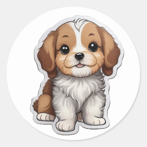 Cute Little Dog  Classic Round Sticker
