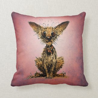 Cute Little Dog on Pink Throw Pillow