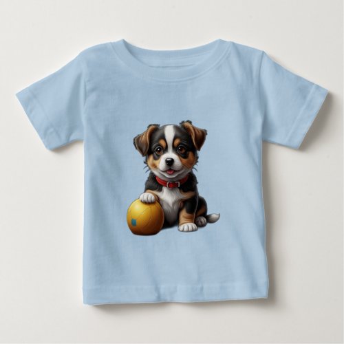 cute little dog with ball baby T_Shirt
