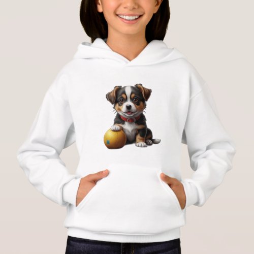 cute little dog with ball hoodie