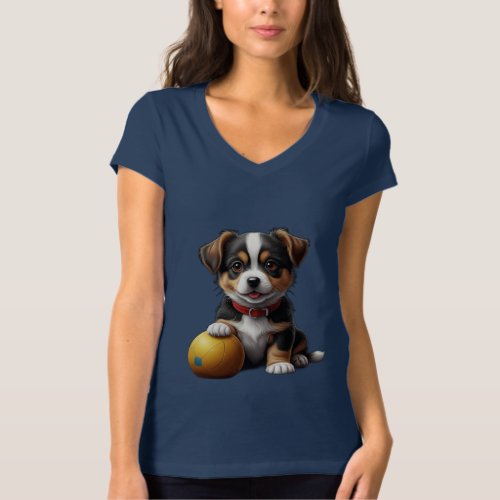 cute little dog with ball T_Shirt