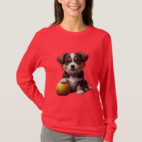 cute little dog with ball T_Shirt