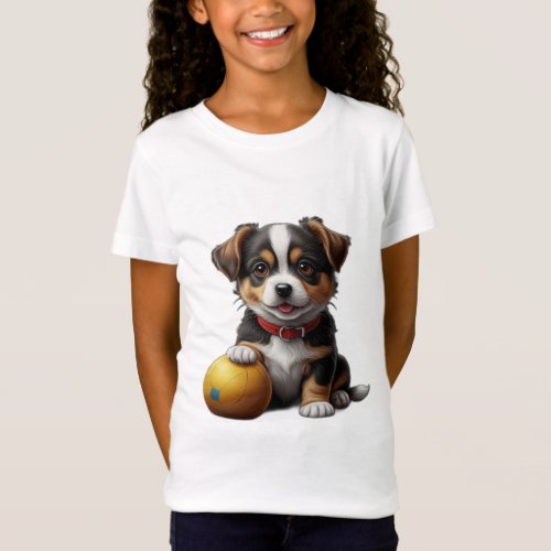 cute little dog with ball T_Shirt