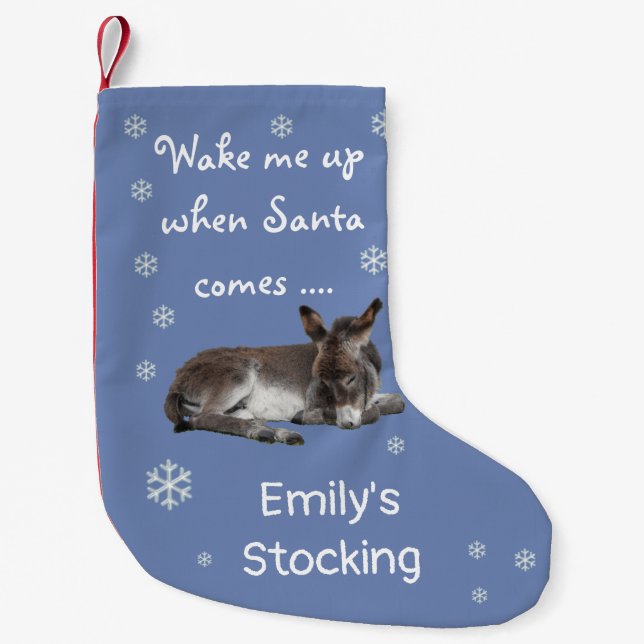 Cute Little Donkey Small Christmas Stocking (Front)