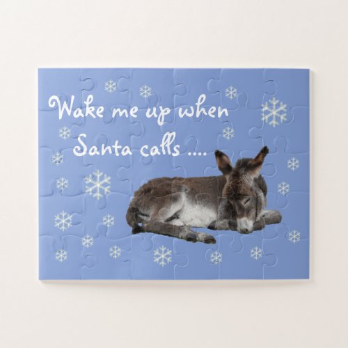 Cute Little Donkey with Snowflakes Jigsaw Puzzle